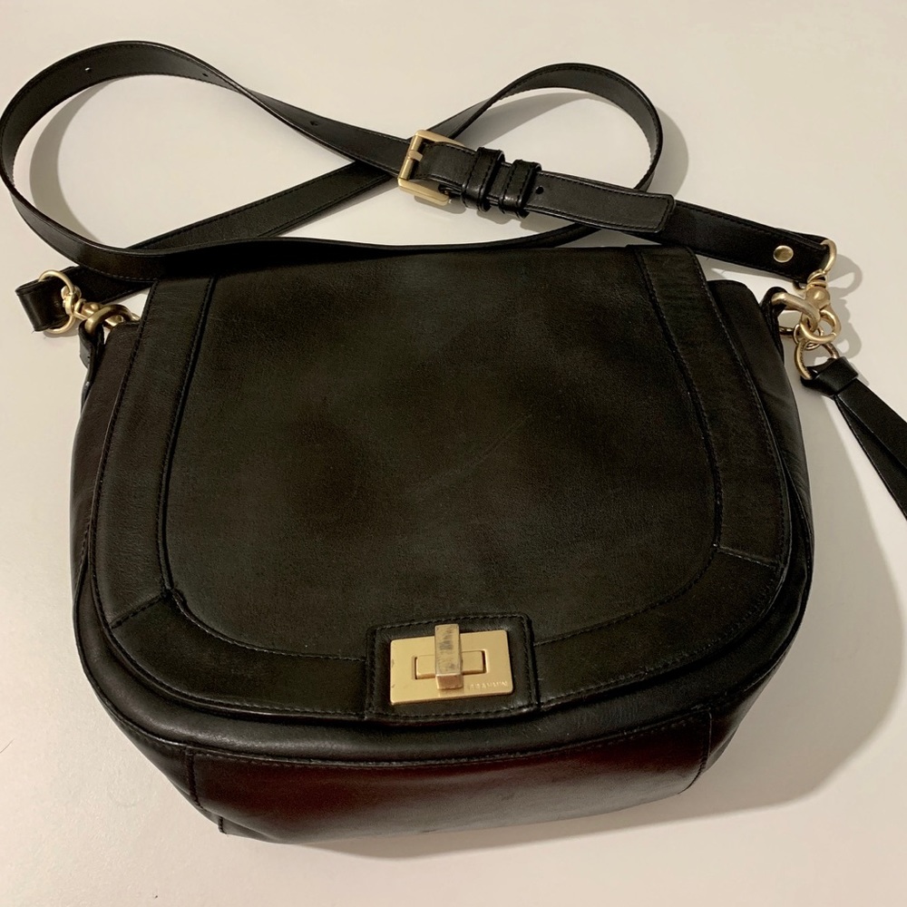 Black smooth leather Brahmin Crossbody
